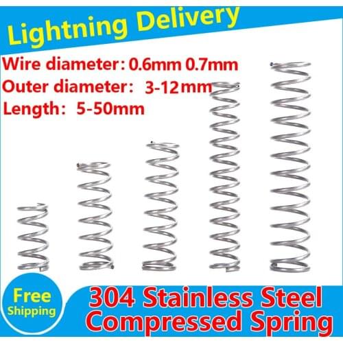 304 SUS Compressed Spring Stainless Steel Compression Spring Y-type Rotor Return Spring Wire Diameter 0.6mm 0.7mm 10PCS