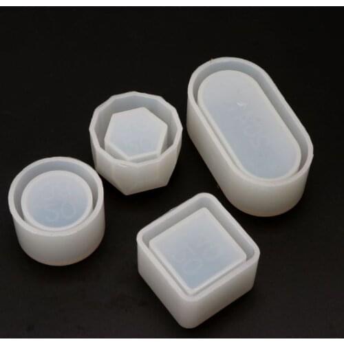 4Pcs/Set DIY Box Silicone Resin Molds Kit Mini Round Square Flower Pot Storage Mold