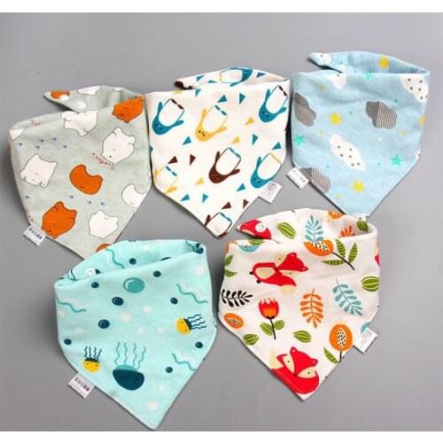 5 Pcs/Pack Baby Feeding Bibs Infant Scarf Towel Bandana Saliva Triangle Dribble