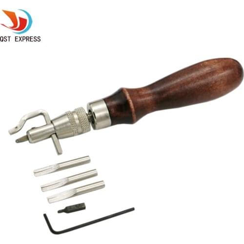 1 Set 5 in 1 Pro Leather Craft Adjustable Stitching and Groover Crease Leather Hand Tool