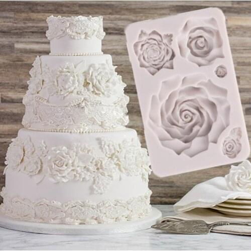 Large Rose Fondant Cake Decorating Mould Silicone Cake Molds Sugarcrafts Chocolate Baking Tools For Cake Gumpaste