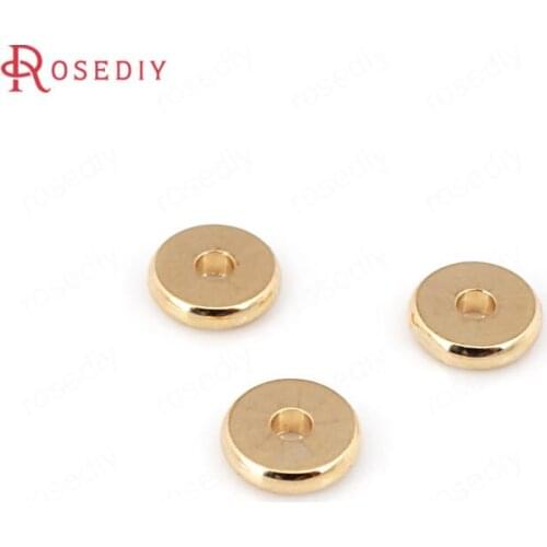 D500)10 pieces 6x1.8mm 7x2mm 24K Champagne Gold Color Brass Spacer Beads Flat Bracelet Beads High Quality Jewelry Accessories