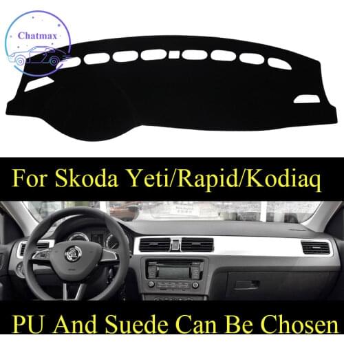 Customize For Skoda Yeti/Rapid/Spaceback/Kodiaq/Karoq/Kamiq Dashboard Console Cover PU Leather Suede Protector Sunshield Pad