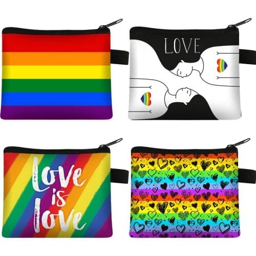 LGBT Love Wins Coin Purse Rainbow Purses Girls Wallet Money Bags Key Card Wallet Zipper Change Case Purses Holder Small Pouch