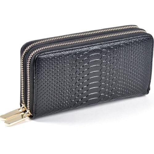 2017 Europe and the United States genuine leather double zipper wallet crocodile pattern clutch bag pursewholesale