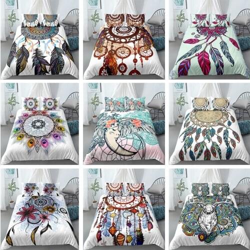 Colorful Dream-catcher Bedding Set Queen King Size Bohemian Feather Printed Duvet Cover 2 Or 3pcs With Pillowcase Luxury Bed Set