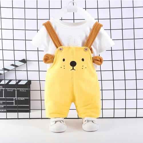 Summer newborn baby clothes for toddler boys girls outfit thin sets T-shirt strap shorts suit infant baby clothing sports sets