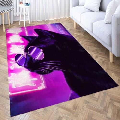 Purple black cat Carpet Decora Home Bedroom Kitchen Anti-slip Mat Rug Doormat Aisle Floor Mat Bath Mats Doormat