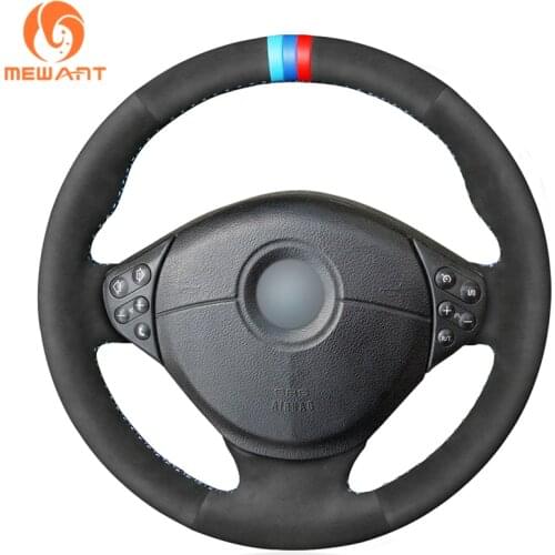 MEWANT Black Genuine Leather Car Steering Wheel Covers for BMW M Sport E36 1995 1996-2000 E39 Z3 M E36/7 E36/8 1998-2002