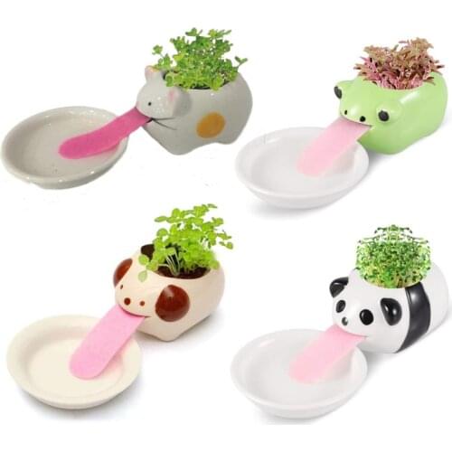 1pcs Cute Polar /Bear Blue /Bear Monkey Ceramic Flower Pot Small Cartoon Planter Succulent Plants Bonsai Cactus Pot Home Garden