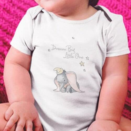 Toddler Clothes Fashion Elephant Dumbo Dream Big Little One Graphic Kawaii Girl Boy Newborn Jumpsuit Funny Cartoon Baby Romper