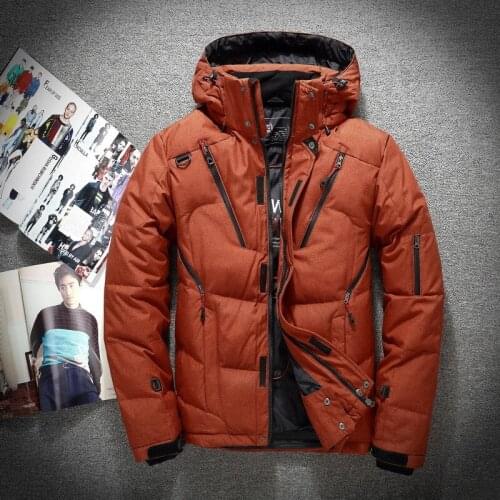 Snow Overcoat Men Windbreaker Thick Warm 90% White Duck Down Jacket Stand Collar Hooded Winter Jacket Men clothes 2019