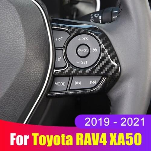 Car Steering Wheel Button Panel Cover Trim Sticker For Toyota RAV4 RAV 4 2019 2020 2021 XA50 ABS Plastic Accessories