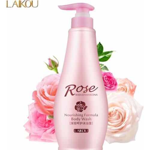 LAIKOU Natural Rose Essential Oil Nourishing Body Wash Deep Cleansing Moisturizing Whitening Shower Gel Skin Care Bath Gel 500G