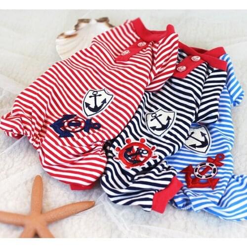 New Striped Dog Clothes Pajamas 100% Cotton Jumpsuit Pants Small Or Large Size Clothing For Pet Dogs Costume XS-XL