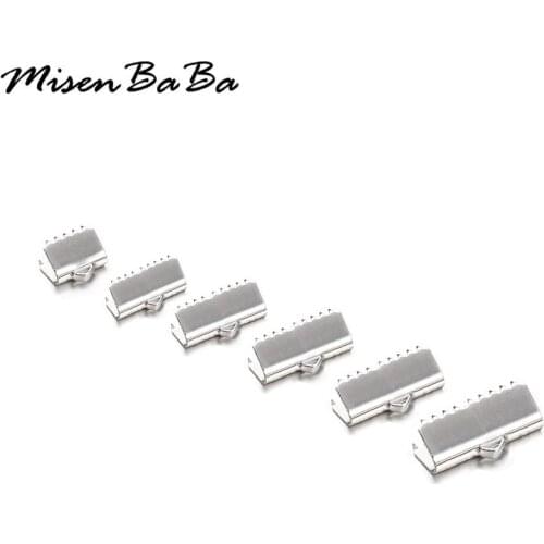 Stainless Steel Crimp Beads Fastener Flat Leather Cords End Clasps For Jewelry DIY Making Connectors Accessories Findings