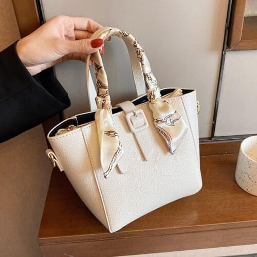 Solid Color PU Leather Crossbody Bags For Women 2021 Fashion Ribbon Elegant Handbags Female Travel Totes Lady Shoulder Hand Bag