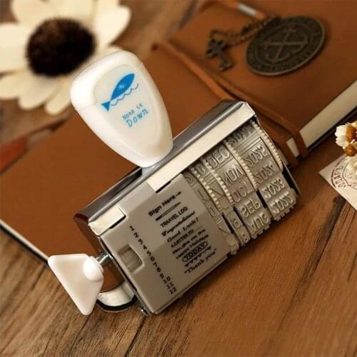 Date Diary Stamp Creative Roller Flip Spin Button 2020-2029 DIY Journal School Office Supplies for Scrapbooking Planner Schedule