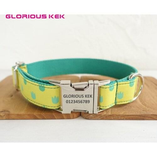 GLORIOUS KEK Pet Dog Collars Personalized Paw Print Adjustable Dog Collar for Small Medium Breed Nylon Metal Buckles Pet Product