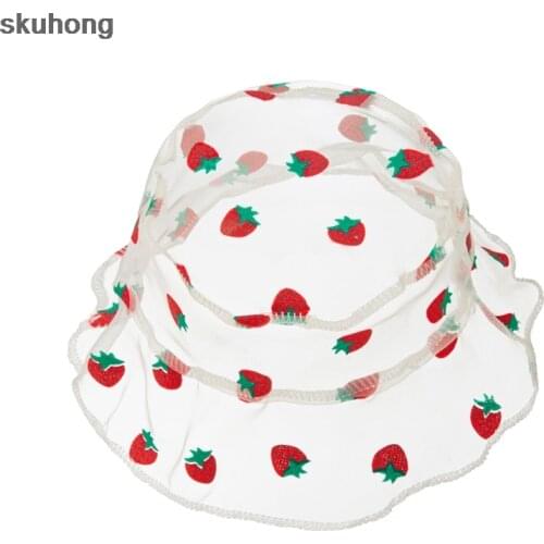Daisies Embroidered Buckets Hat Baby Transparent Lace Flower Beach Panama Hats High Top Snapback Fashion Daisy Sun Cap Summer