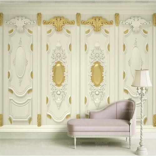 Custom 3D Wallpaper Luxury 3d Golden Carving European Mural Living Room Bedroom TV Background Wall painting Wallpaper Volume