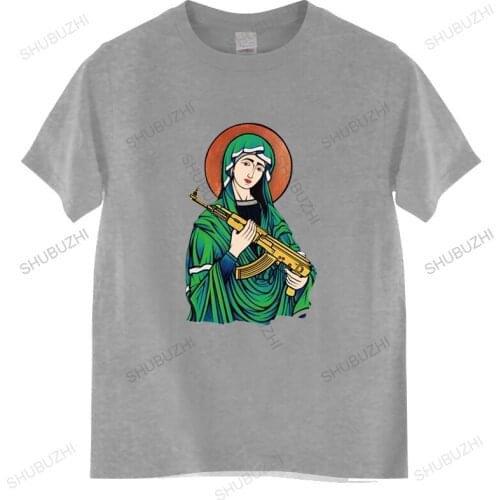 Madonna Popular Female Singer Crystal Castles T Shirt Mens White T-shirts Blessed Virgin Mary Kalashnikov Gun Harajuku Tshirt