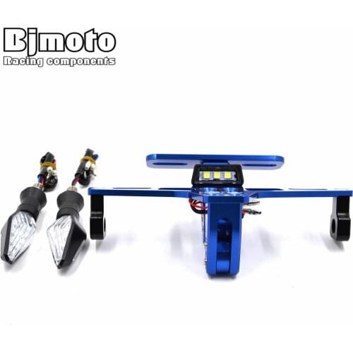 Motorbike Conversion Scooter Moped License Plate Frame Licence Holder Motorcycle Number Plate Holder with LED Turn Signal Light