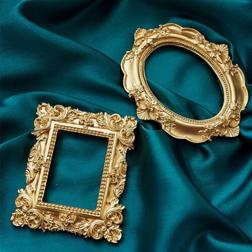 INS Backdrop Props Golden Vintage Photo Frame Cosmetics Life Shoot Photo Studio Props for Jewelry Necklace Earrings Fotografia