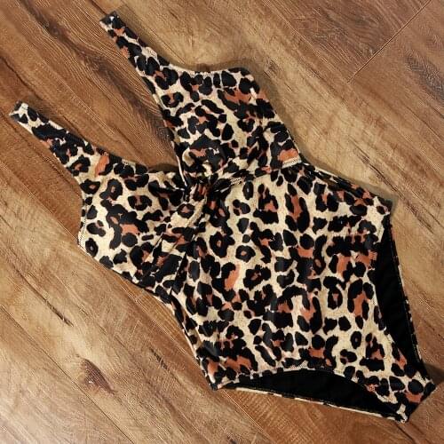 Leopard One Piece Swimsuit Women 2021 Plus Size Swimwear Women Solid Swimming Suit Sexy Monokini Womens Swimsuits