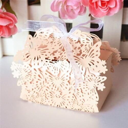 Wedding candy boxes with love butterfly design laser cut islamic wedding favors