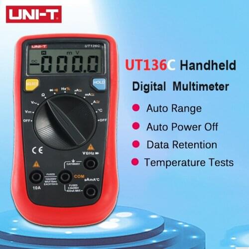 UNI-T UT136C Auto Range Digital Multimeter Tester AC DC Voltage Current Ohm Diode Hz Temperature of test diode multimeter