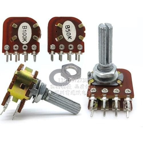 WH-148 type B50K B100K Stereo channel potentiometer 8 feet with center tap Flower shaft 25MM