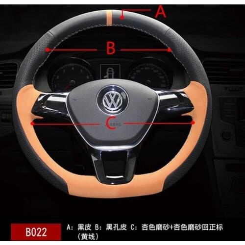 Customized Hand-stitched Suede Leather Car Steering Wheel Cover for Volkswagen Tiguan L Lavida CC Passat Touran Magotan Sagitar