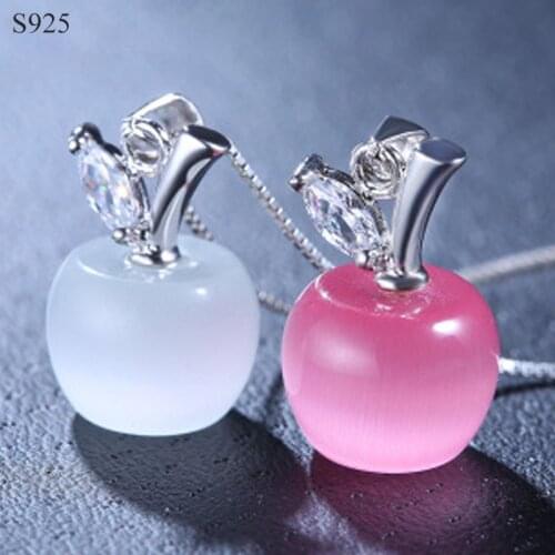 Genuine Real Pure Solid 925 Sterling Silver Pendants for Women Jewelry White Fire Opal Cats Eyes Stone Female Pendant No Chain