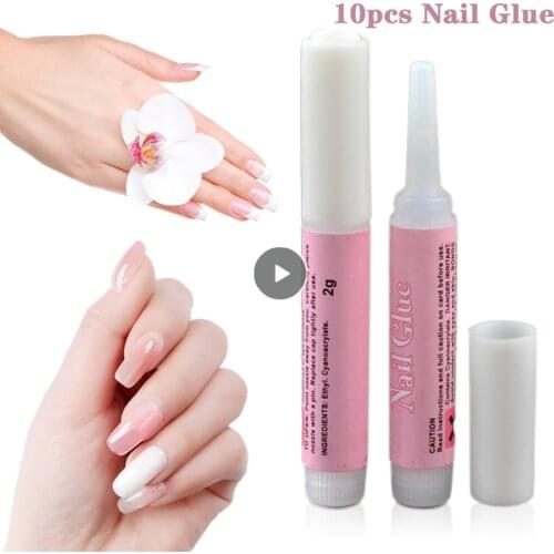 10pcs Mini Beauty Nail Glue Professional Nail Art Decorative Glue Tips Acrylic Glue False Nail Gel Accessories For Rhinestones