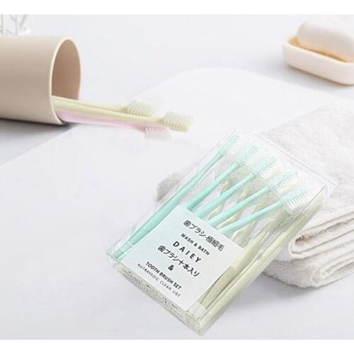 10Pcs Ultra-fine Toothbrush Soft Toothbrush with Brush Holder Antibacterial Portable Oral Cleansing Teeth Brush for Adults