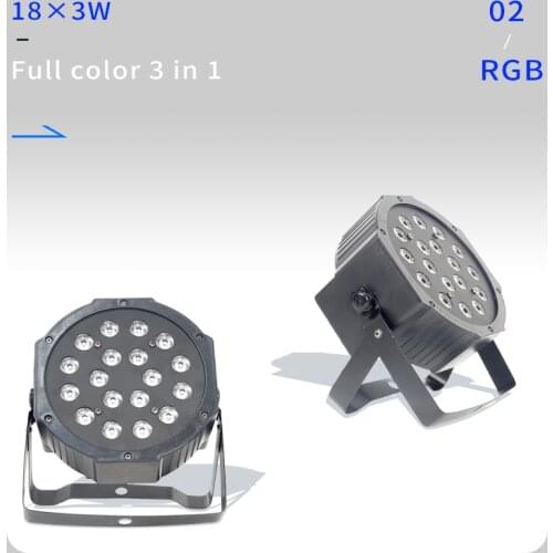 2pcs/lots 18pcs 3w led lamp beads 18x3w led Par lights RGB 3in1 flat par led dmx512 disco lights professional stage dj equipment
