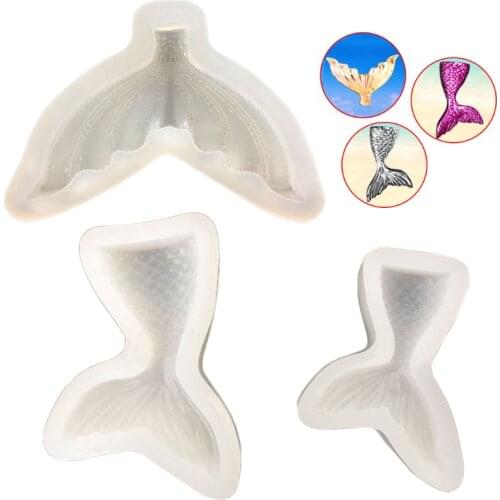 3 Pcs/set Mirror Fish Tail UV Glue Clay Silicone Mold Mobile Shell Pendant Decoration Necklace Jewelry Epoxy Mould