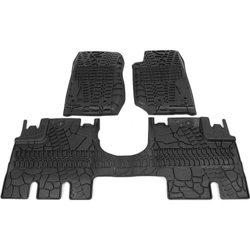 For Jeep Wrangler JK 2014 2015 2016 2017 2018 All Weather Rubber Slush Floor Mats Set All Weather, 3 Pieces