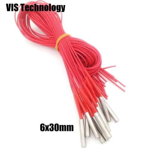 4pcs Ceramic Cartridge Heater 6*30 mm 12/24V 40W 1 meter wire for hotend extruder Reprap 3D printer parts Makerbot Kossel Delta