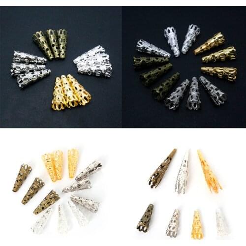 8x22mm 100pcs/lot 2016 High Quality DIY Gold Plated Hollow Flower Iron Metal Charms Bead Caps for Jewelry Making