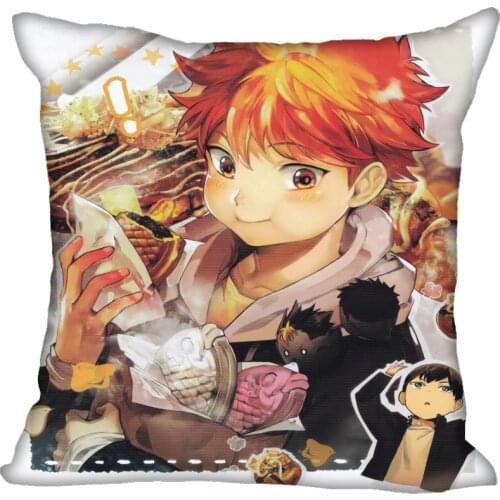 Anime Haikyu!! Hinata Shoyo Pillowcase Satin Fabric Pillow Cover Square Zipper Pillow Cases Home Office Wedding Decorative