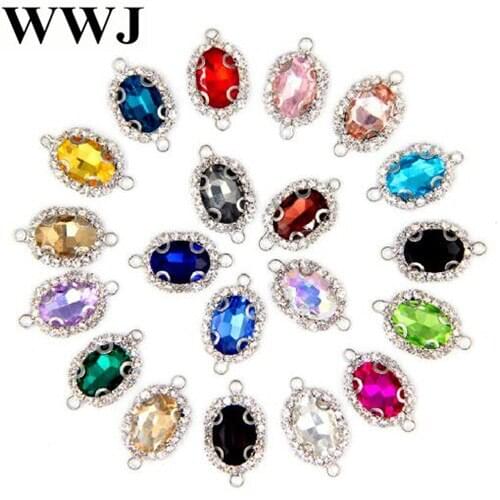 Free shipping 10x14mm 10pcs/bag oval shape Crystal glass Crystal buckle sew on stone with two holes diy clothing accessories