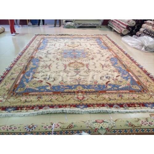 Free shipping 9'X12' 160 Line Hand-knotted Wool and Silk Oriental Persian Rug handmade persian carpet