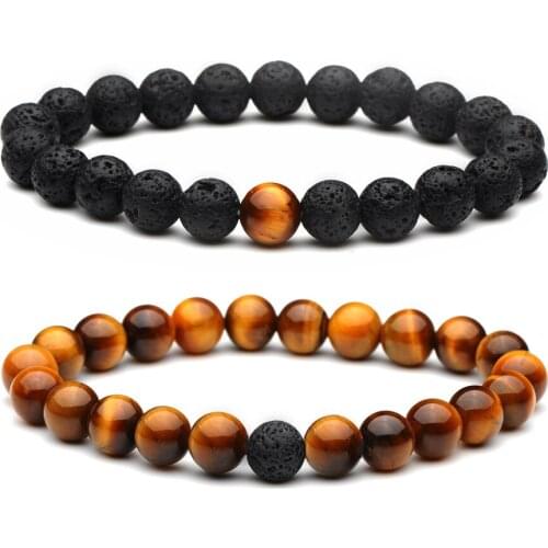 Lovers Tiger Eye Lava Bracelets Couples Distance Charm Fashion Men Women Gifts Friendship SHOW NICE Jewellry