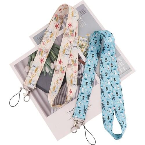 ER953 Kawaii Animal Rabbit Keychain Tags Strap Neck Lanyards For Keys ID Card Pass Gym Phone USB Badge Holder DIY Hang Rope