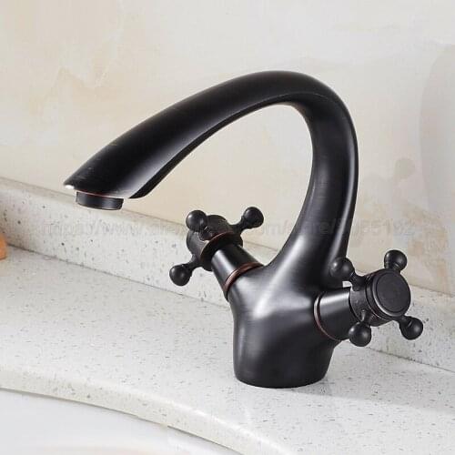 Oil Rubbed Bronze Double Handle Control Faucet Kitchen Bathroom Basin Hot and Cold Mixer Tap znf040
