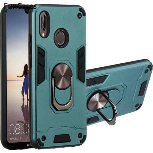 Mobile Bag For carcaso Huawei P30 Lite With Car Holder Shockproof Armor Huaei funda Nova 4E P20 Lite 2019 PC + TPU Shell Carcaso