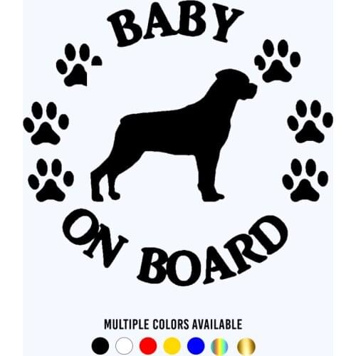 CK20866# Die-Cut Vinyl Decal Baby Rottweiler on Board Car Sticker Waterproof Auto Decors on Bumper Window Laptop