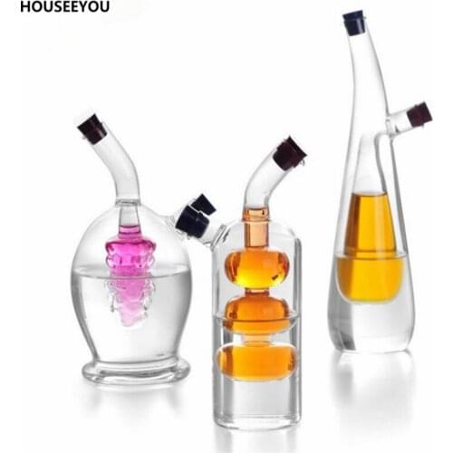 Double Layer Glass Oiler Oil and Vinegar Seasoning Container Gravy Boats Double Castoff Soy Sauce Pot Kitchen Tools Supplies